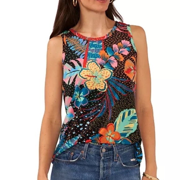 Vince Camuto
Women's Printed Crewneck Split Back Keyhole Tank Top - Picture 1 of 3